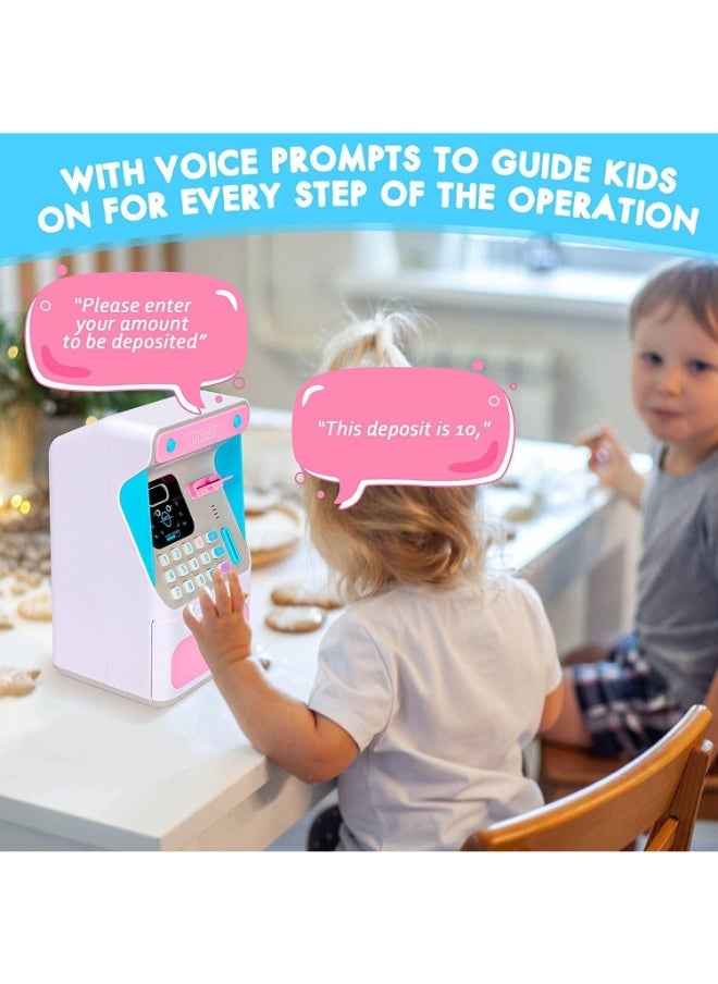 TOY GARDEN - Electronic Money Bank with Face Lock, ATM Bank for Real Money Kids Money Bank with Password Lock Cash Coin, Face Lock & Bank Card & Password Protection (PINK) - Image 1