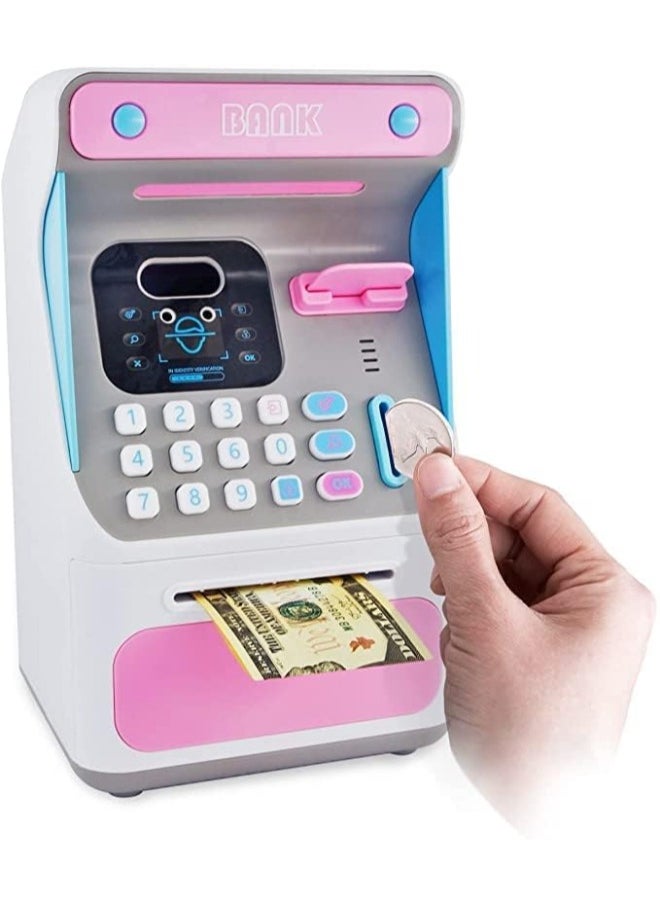 TOY GARDEN - Electronic Money Bank with Face Lock, ATM Bank for Real Money Kids Money Bank with Password Lock Cash Coin, Face Lock & Bank Card & Password Protection (PINK) - Image 1