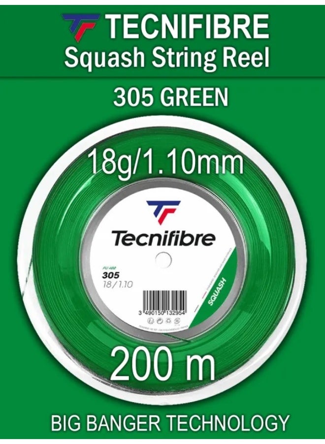 تيكني فايبر Tecnifibre 305 Green 18g / 1.10mm Squash String Reel 200m - Image 1