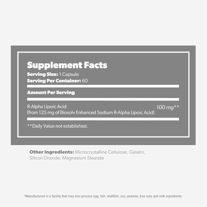 SAN’s Na-R-ALA - Stabilized R-Alpha Lipoic Acid 125mg per Serving [High Potency & Increased Absorption], 60 Capsules - Image 2