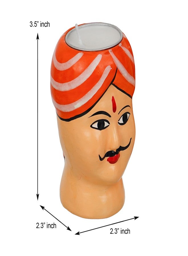 Webelkart Premium Handmade Kaka Kaki | Seth Sethani | Raja Rani Rajasthani Couple Tealight Candle Holder for Home | Kaka kaki face Tealight Holder for Diwali Decoration, Paper - Image 4