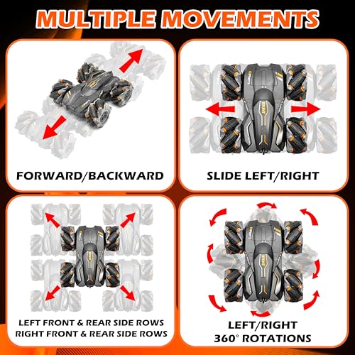 VGRASSP 2.4GHz 4WD Remote Control Drift Stunt Car Toy for Kids with Lights and Music - Double Sided 360° Rotating Dancing and Crawling RC Car with Rechargeable Battery - Color As Per Stock - Image 3