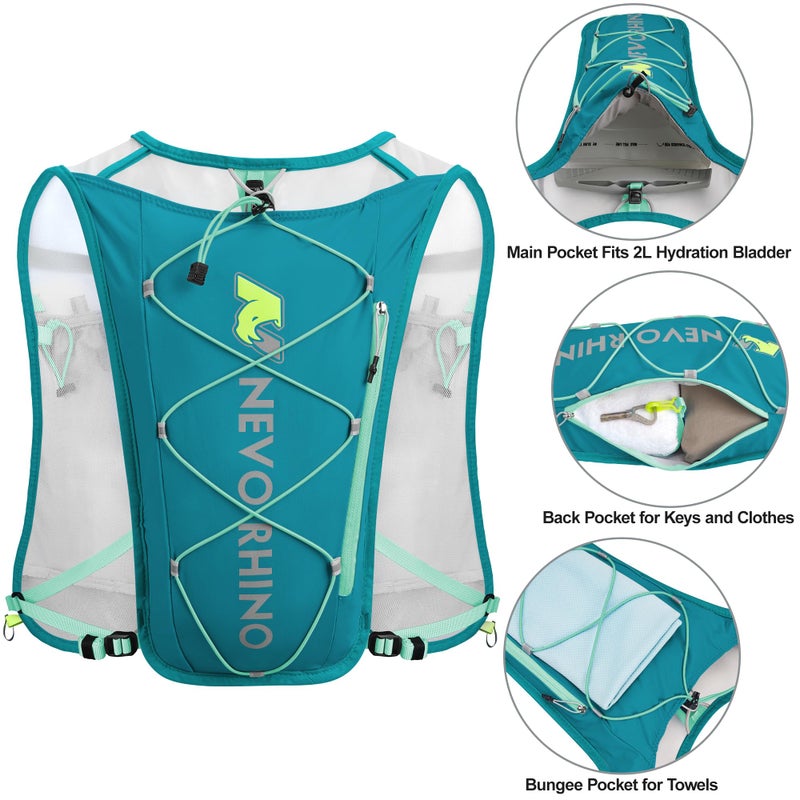 N NEVO RHINO Waterproof Running Vest, 5.5L Breathable Running Hydration Vest with 1.5L Water Bladder, Water Vest for Hiking, Trail Marathon Race, Ideal for Women and Men - Image 4