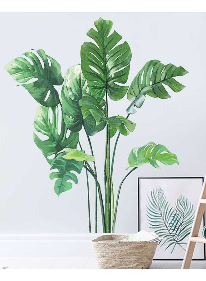 Zaboon Leaves Wall Stickers For Living Room, Green Tropical Plants Wall Decor Posters Vibrant Jungle Leaves Wallpaper - Image 1