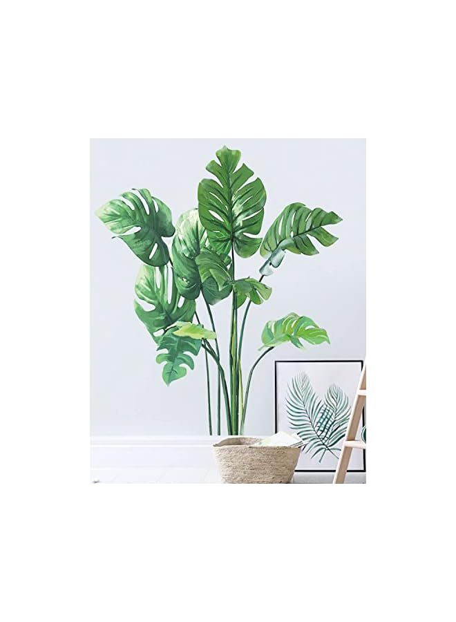 Zaboon Leaves Wall Stickers For Living Room, Green Tropical Plants Wall Decor Posters Vibrant Jungle Leaves Wallpaper - Image 3