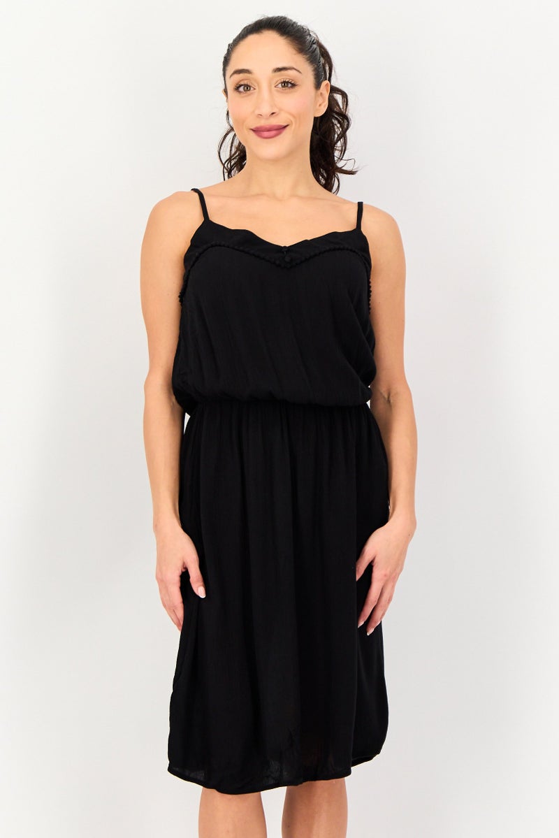 promod Women Plain Mini Dress, Black - Image 1