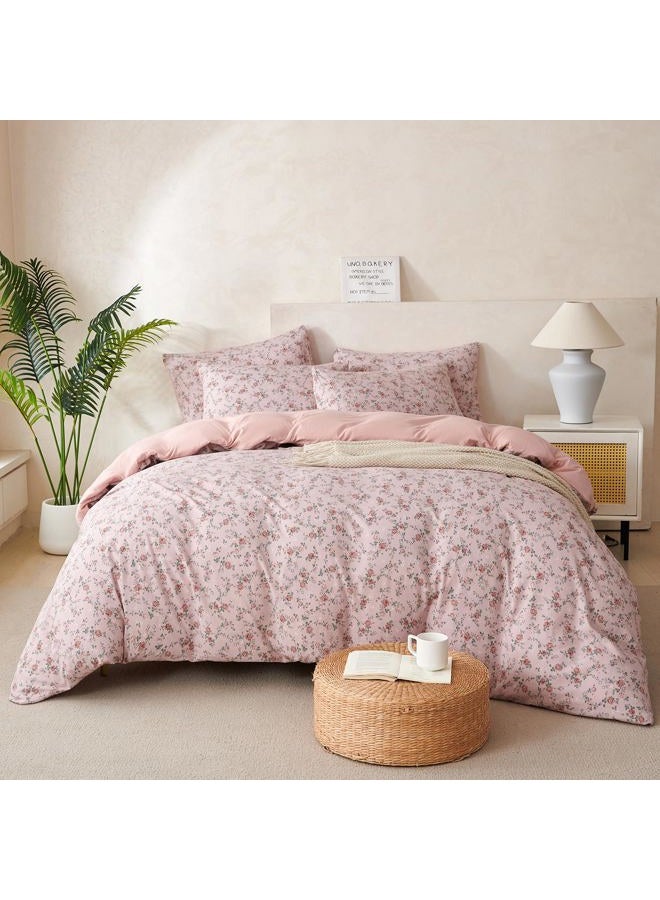 BUPIRD Floral Queen Comforter Set 3 Pieces Soft Cute Floral Bedding Comforter Lightweight Garden Style Queen Floral Botanical Comforter Set for All Seasons 1 Comforter and 2 Pillowcases - Image 2