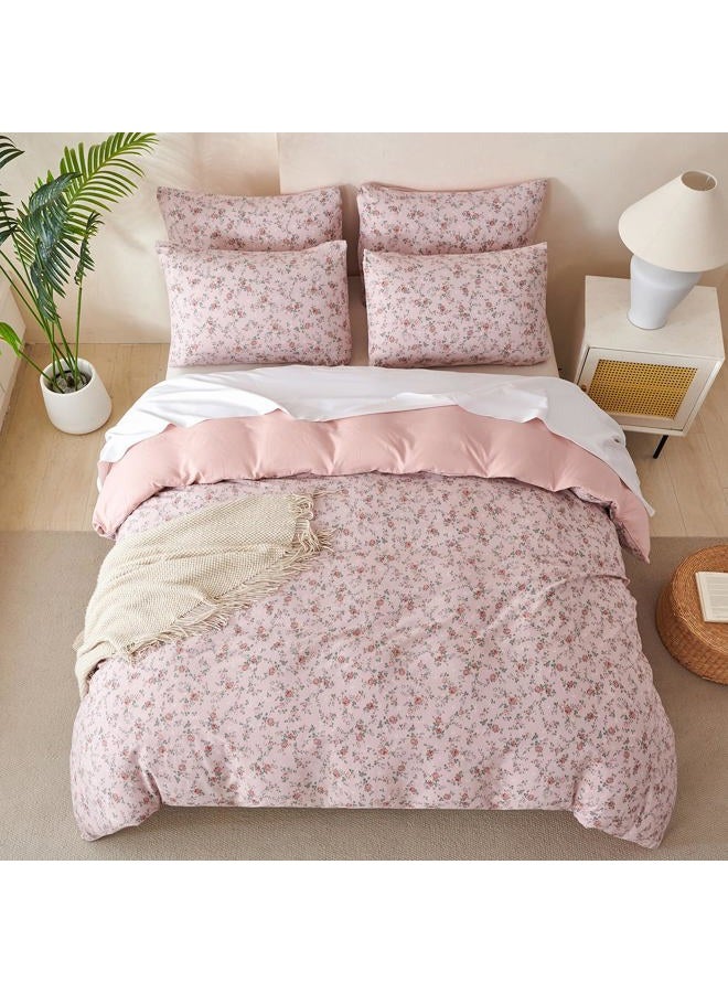 BUPIRD Floral Queen Comforter Set 3 Pieces Soft Cute Floral Bedding Comforter Lightweight Garden Style Queen Floral Botanical Comforter Set for All Seasons 1 Comforter and 2 Pillowcases - Image 4
