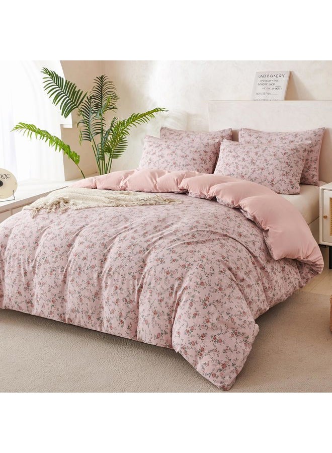 BUPIRD Floral Queen Comforter Set 3 Pieces Soft Cute Floral Bedding Comforter Lightweight Garden Style Queen Floral Botanical Comforter Set for All Seasons 1 Comforter and 2 Pillowcases - Image 5