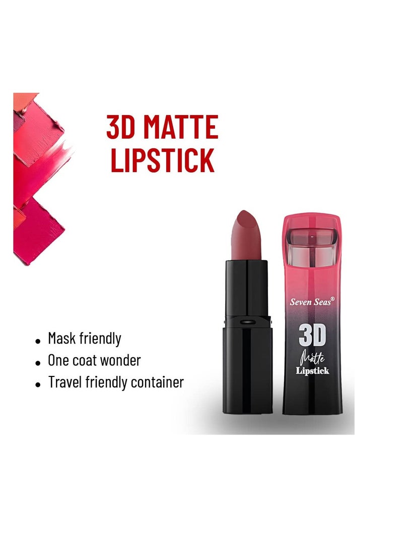 Seven Seas Seven Seas 3D Matte Velvet Finish Full Coverage Matte Long Lasting Lipstick Smooth Application Transferproof and Smudge Proof Highly Pigemented Lipstick for Women  - Image 1