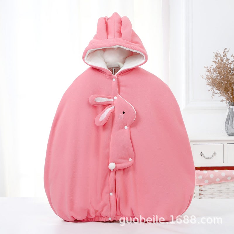 Thickened Baby Cape Poncho Toddler Windproof Coat Autumn Pink