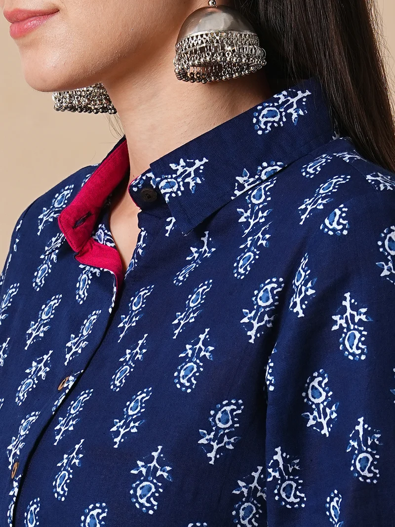 globus Women Paisley Printed Cotton Tunic & Harem Pants