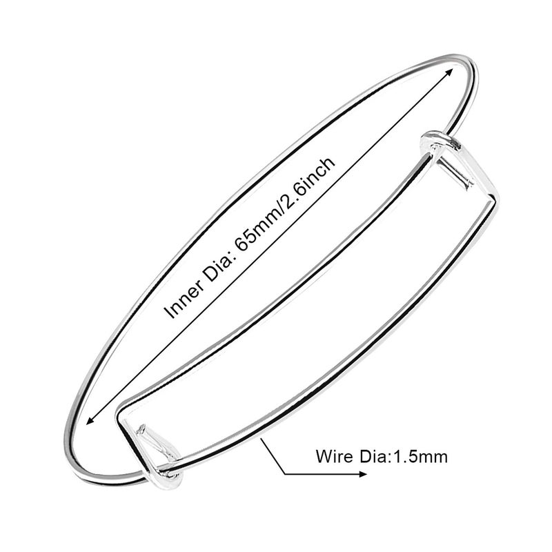 UPINS 60Pcs Expandable Blank Bangle Bracelets Adjustable Wire Bracelets for DIY Jewelry Making, Silver - Image 2