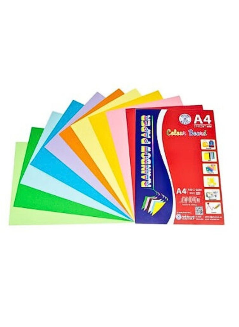 Sadaf Bristol Card Paper A4 Size 180gsm Thickness Assorted Colours 50-Sheet - Image 1