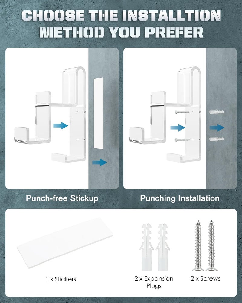 MoKo Controller Holder MoKo Dual Gamepad Headphone Hanger  Controller Fits STEAM PS3 PS4 PS5 PC SwitchWall Mount Stand for All Kinds of Headsets Clear - Image 5