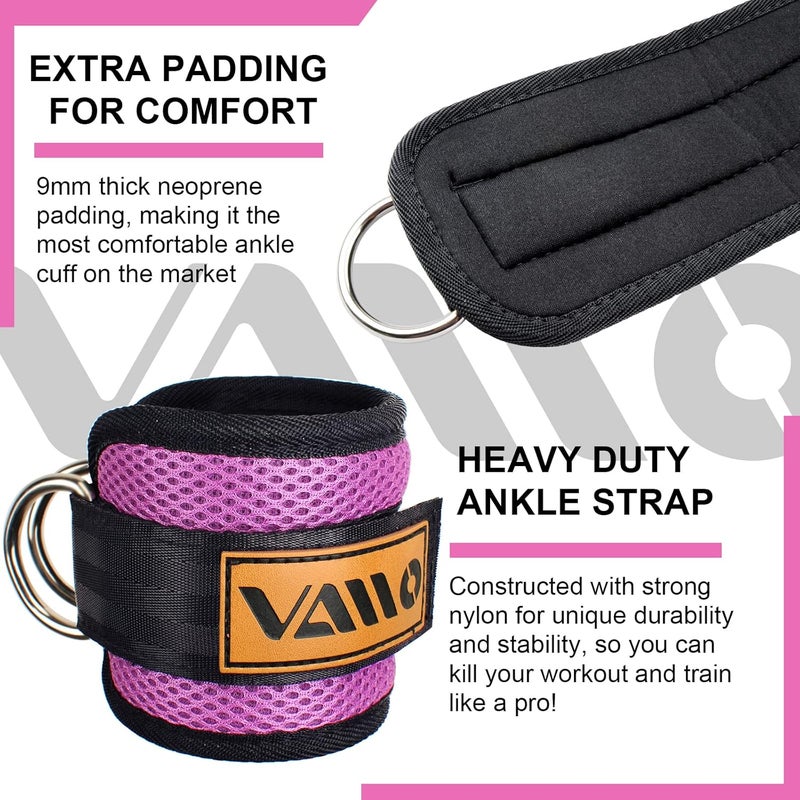 VAIIO Ankle Straps for Cable Machines,Adjustable Comfort fit Neoprene, Reinforce Double D-Ring - Premium Ankle Cuffs to Improve Abdominal Muscles, Lift The Butts, Tone The Legs for Men & Women - Image 4