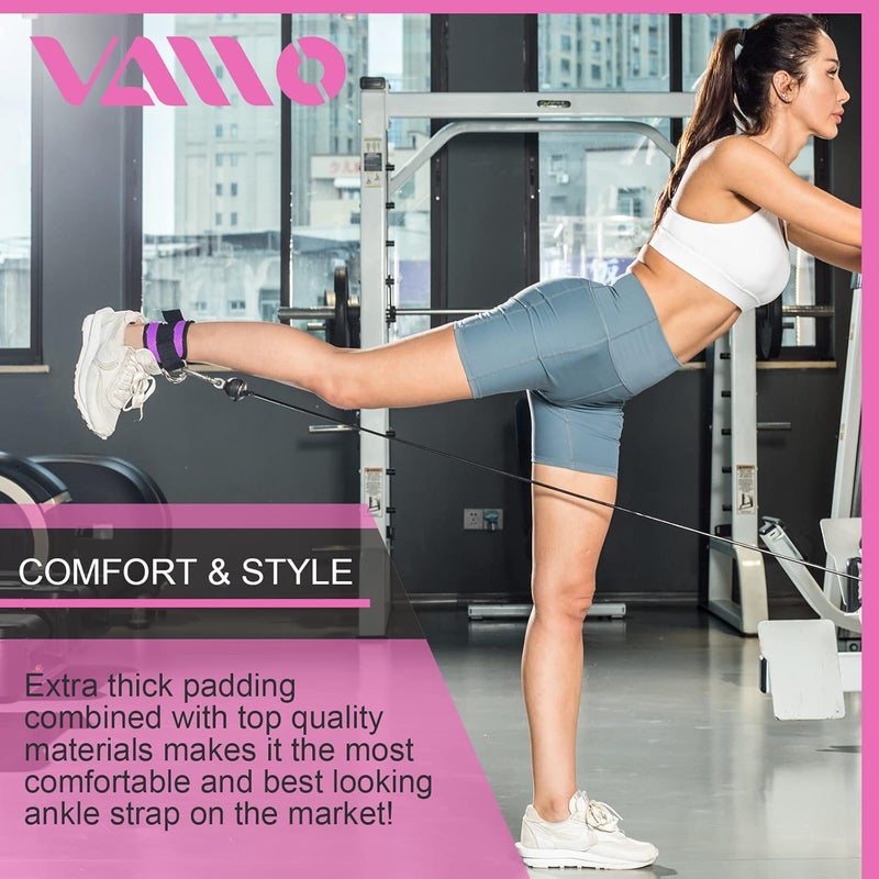 VAIIO Ankle Straps for Cable Machines,Adjustable Comfort fit Neoprene, Reinforce Double D-Ring - Premium Ankle Cuffs to Improve Abdominal Muscles, Lift The Butts, Tone The Legs for Men & Women - Image 2