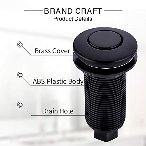 SINKINGDOM Garbage Disposal SinkTop Air Switch Kit with Long Button,Brass Made Cover,UL,Matte Black - Image 5