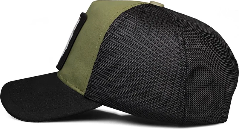 Black Börk Blackbörk V1 Trucker Eagle - Unisex Black Peaked Black-Khaki Hat (Cap) with 6 Code Logo