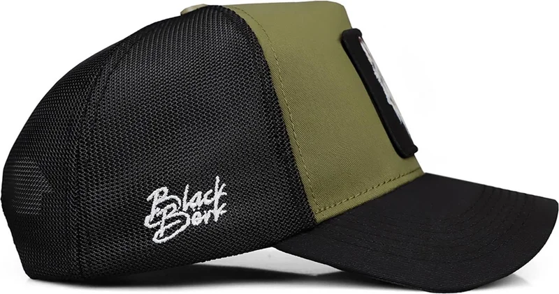 Black Börk Blackbörk V1 Trucker Eagle - Unisex Black Peaked Black-Khaki Hat (Cap) with 6 Code Logo