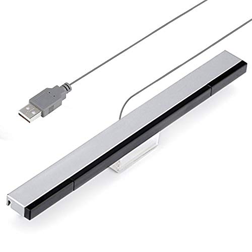 SOONORY for USB Wii Sensor Bar, Infrared IR Ray Motion Sensor Signal Receiver Compatible with Nintendo Wii and Wii U Console USB Port with Stable Stand(Black/Silvery) - Image 1
