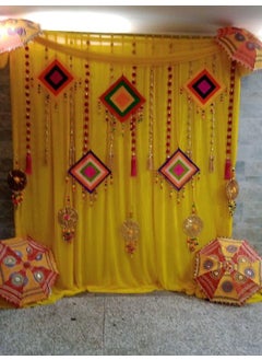 SP SELLPLUS Sellplus Backdrop Setup for Mehndi haldi Marrige Pooja ganpati Home Decoration Combo of Marigold Strings Set 36 