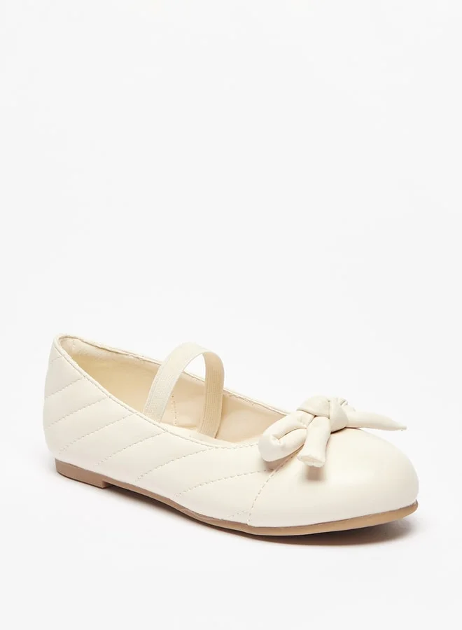 JUNIORS Girls Quilted Round Toe Ballerina Shoes with Bow Detail