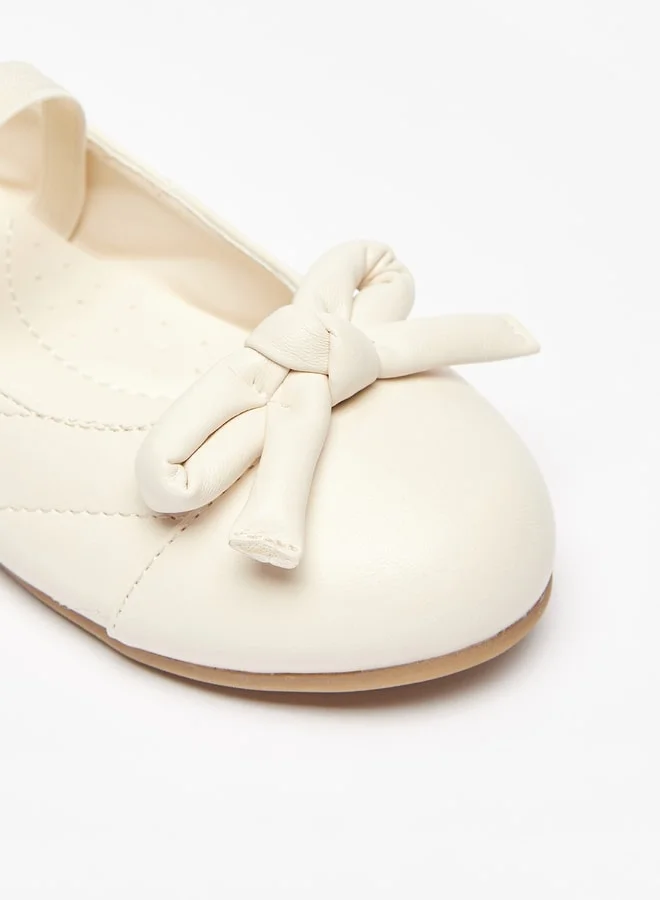 JUNIORS Girls Quilted Round Toe Ballerina Shoes with Bow Detail