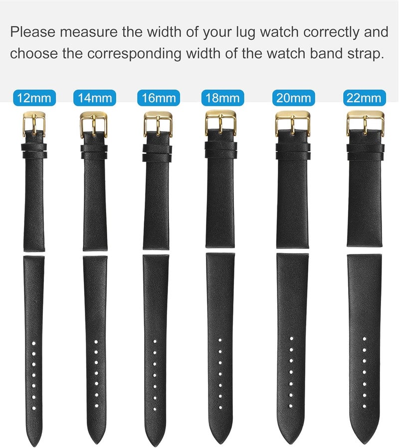 QUARKZMAN Leather Watch Strap Watch Leather Strap Watch Straps Flat Thin Elegant Leather Watch Strap Buckle for Smartwatch Men Women Men Women - Image 2