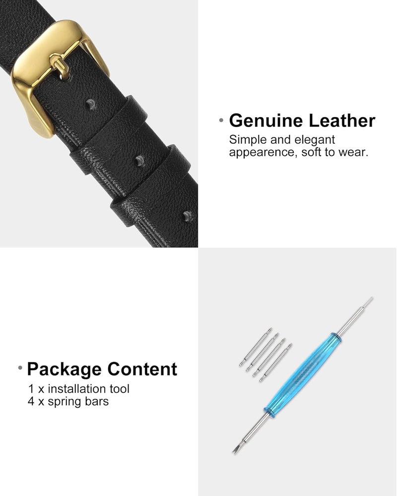 QUARKZMAN Leather Watch Strap Watch Leather Strap Watch Straps Flat Thin Elegant Leather Watch Strap Buckle for Smartwatch Men Women Men Women - Image 3
