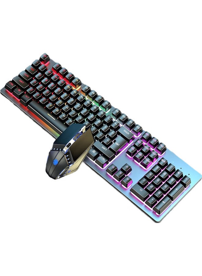 Eweadn Gx300 Mechanical Feel Keyboard And Mouse Set For Gaming, E-Sports, Wired Desktop And Laptop, Office, Film Keyboard And Mouse, Pubg Accessories, Metal Black With Mixed Light - Image 2