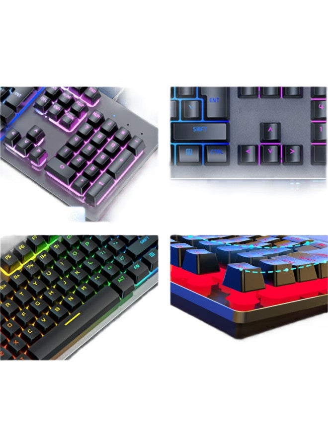 Eweadn Gx300 Mechanical Feel Keyboard And Mouse Set For Gaming, E-Sports, Wired Desktop And Laptop, Office, Film Keyboard And Mouse, Pubg Accessories, Metal Black With Mixed Light - Image 1