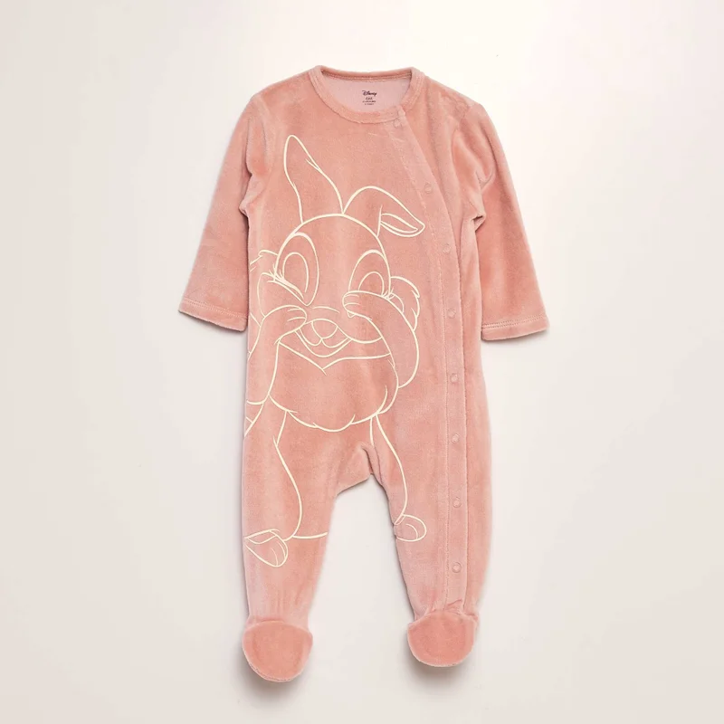 Kiabi Miss Bunny Velour Sleepsuit Pink
