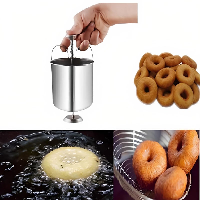 SANGOZ Stainless Steel Donut MakerMendu Vada MakerMedu Vada Donut Maker Dispenser Stainless Steel Tool Kitchen Pastry Making Bake WarePack of 1 - Image 3