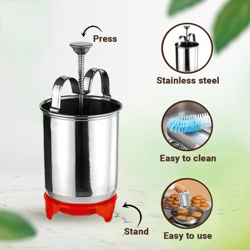 SANGOZ Stainless Steel Donut MakerMendu Vada MakerMedu Vada Donut Maker Dispenser Stainless Steel Tool Kitchen Pastry Making Bake WarePack of 1 - Image 4