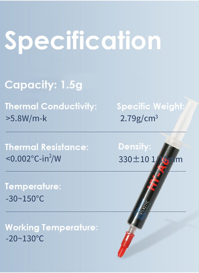 Halnziye Premium Performance Thermal Paste for Cooling All Processors CPU GPU PC PS4 Xbox Computers and Consoles High Thermal Conductivity Thermal Paste Long Durability Safe Application Non-Conductive  - Image 2
