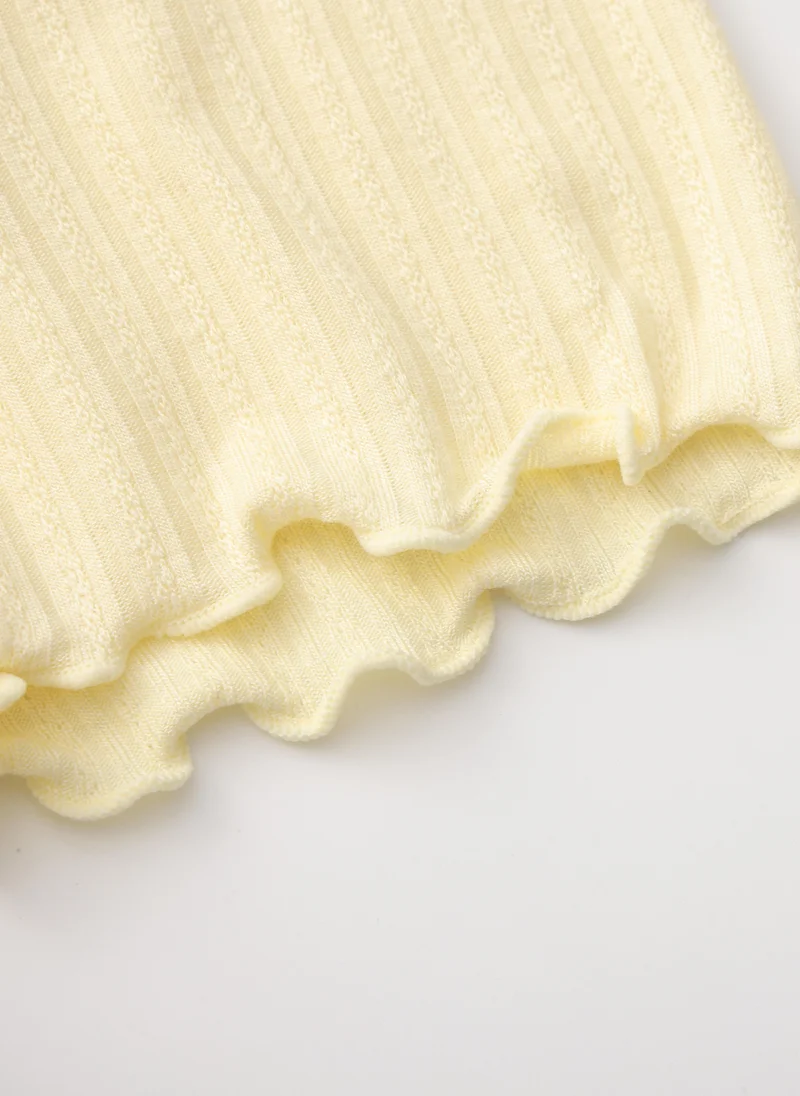 Balabala Light Yellow Kids Girls Round v-neck short-sleeved T-shirt for Women | Best Price UAE