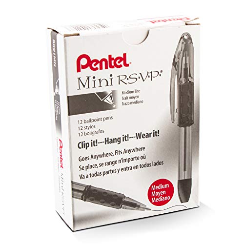 Pentel RSVP Mini Ballpoint Pen, (1.0mm) Medium Line, Violet Ink, 12 Count (Pack of 1) (BK91MNV-V) - Image 1