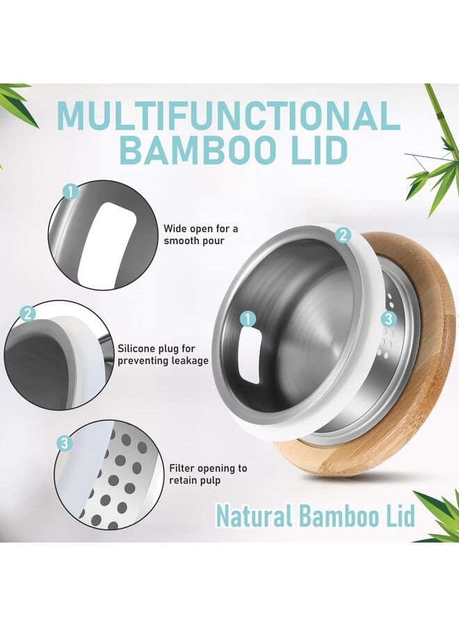 قطعتان من إبريق زجاجي مع غطاء وفوهة، زجاجة غسول فم زجاجية سعة 1500 مل، إبريق وكأس لمشروبات منتصف الليل سهلة الاستخدام للمطبخ وغرفة النوم والماء والعصير - Image 2