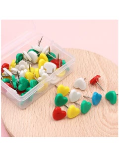 KASTWAVE Colorful Heart Push Pins, Plastic Head Thumb Tacks Map Drawing Pins, for Wall Drawing Pin Board,Whiteboard, Cork Board, Office  Map Markers or Bulletin Board(100Pcs)  - Image 1