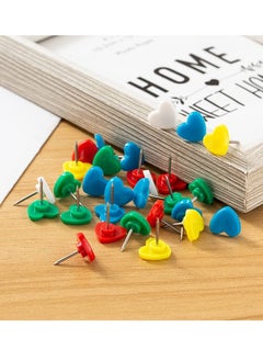 KASTWAVE Colorful Heart Push Pins, Plastic Head Thumb Tacks Map Drawing Pins, for Wall Drawing Pin Board,Whiteboard, Cork Board, Office  Map Markers or Bulletin Board(100Pcs)  - Image 2