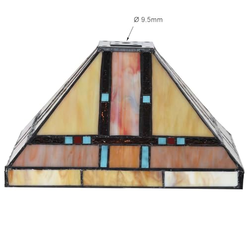 Bieye S10798 Tiffany-Style Stained Glass Mission Lampshade - 10-Inch Wide - Iridescent Elegance - Image 5