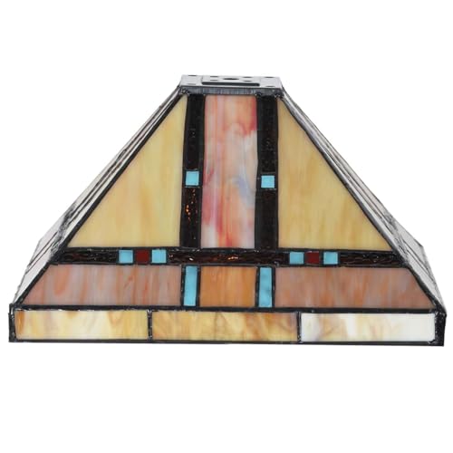Bieye S10798 Tiffany-Style Stained Glass Mission Lampshade - 10-Inch Wide - Iridescent Elegance - Image 3