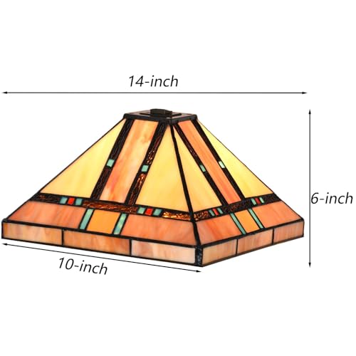 Bieye S10798 Tiffany-Style Stained Glass Mission Lampshade - 10-Inch Wide - Iridescent Elegance - Image 4