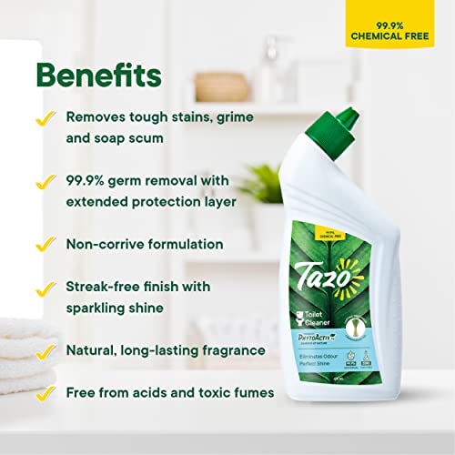 Tazo Toilet Bowl Cleaner Liquid (475ML, Pack of 2), Biodegradable & Plant Powered Toilet Stain Remover, Heavy Duty Advanced Disinfectant, Kills 99.99% Germs, Baby & Pet Safe - Image 2