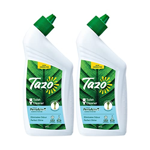 Tazo Toilet Bowl Cleaner Liquid (475ML, Pack of 2), Biodegradable & Plant Powered Toilet Stain Remover, Heavy Duty Advanced Disinfectant, Kills 99.99% Germs, Baby & Pet Safe - Image 1