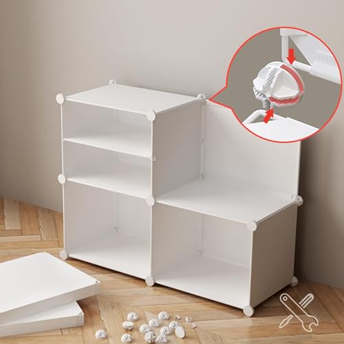 Zemic 12 Shelf DIY Shoe Rack Plastic ^ Multi-Purpose Plastic Shoe Rack for Home Plastic Shelves, PP Plastic Home Shoe Rack with Door for Entryway, Chappal Slipper Shoe Stand (White, 12-Shelf-6-Door) - Image 4