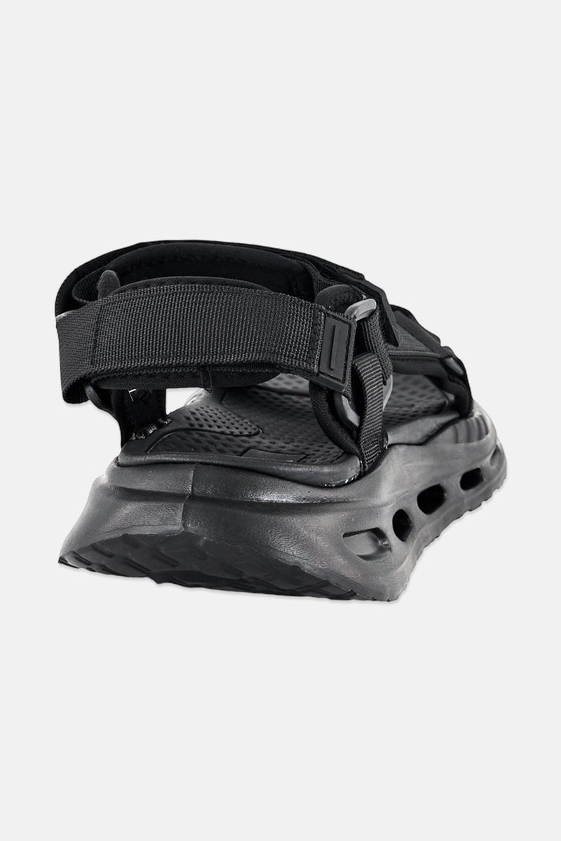 Xti Men Brand Logo Velcro Closure Sandals, Black - Image 2