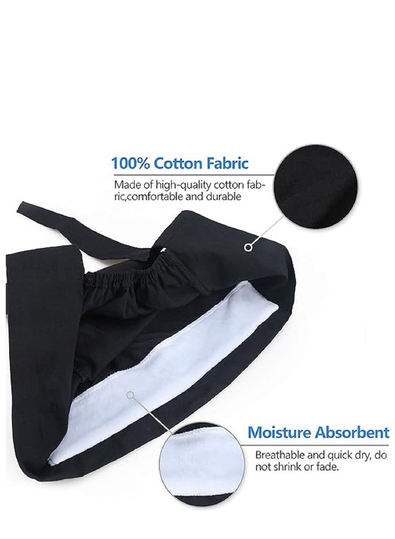 Pack Of 2 Surgical Caps For Female And Male Cotton Nursing Cap With Buttons And Sweatband Adjustable Tie Back Ha - Image 3
