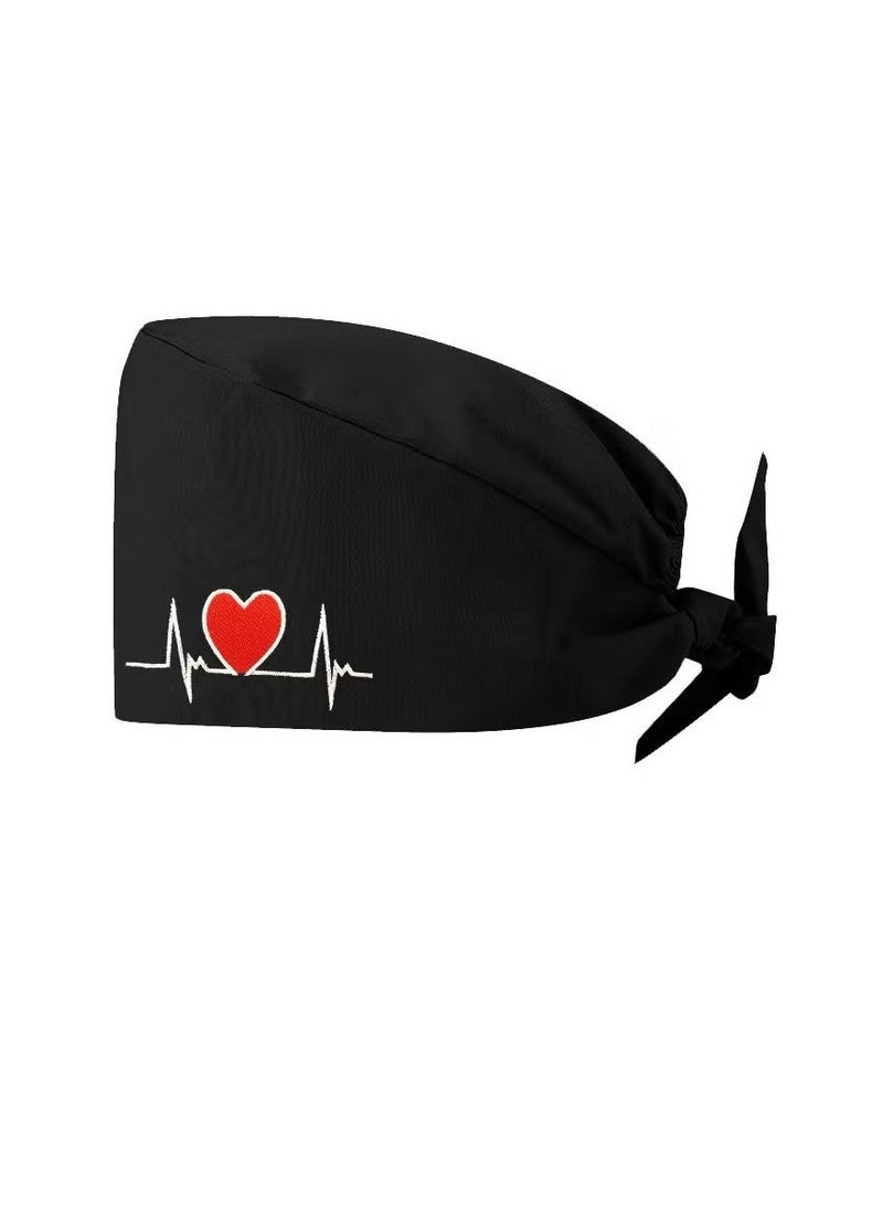 Pack Of 2 Surgical Caps For Female And Male Cotton Nursing Cap With Buttons And Sweatband Adjustable Tie Back Ha - Image 5